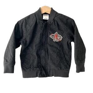 Dragons Love Tacos Lightweight Bomber Jacket - Charcoal Grey Black - 2T
